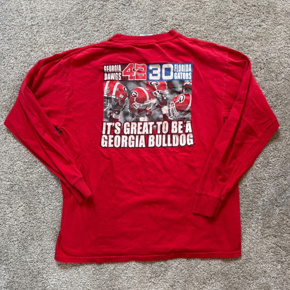Georgia Bulldogs 2007 Florida Gators Win Long Sleeve Shirt Red Mens L M&O Knits